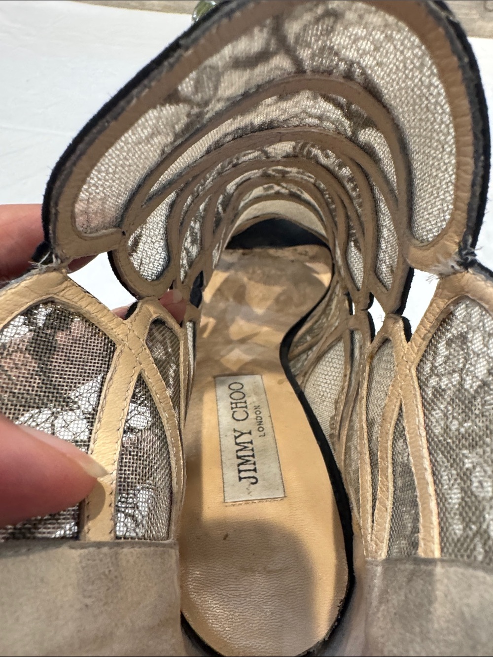 Authentic Jimmy Choo Lace Cutout High Heel Booties - Picture 11 of 12